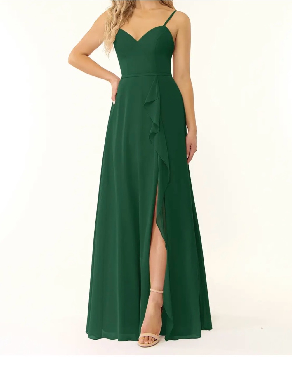 Azazie Dark Green Spaghetti Strap Maxi Dress